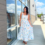 A Walk in the Country Smocked Midi Dress - Blue