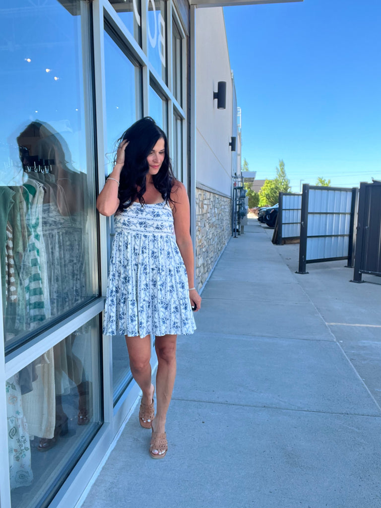 Stripe Floral Tiered Mini Dress