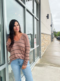 Stripe Long Sleeve Knit Top - Mocha