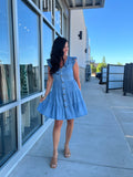 Chambray Button Down Tiered Mini Dress