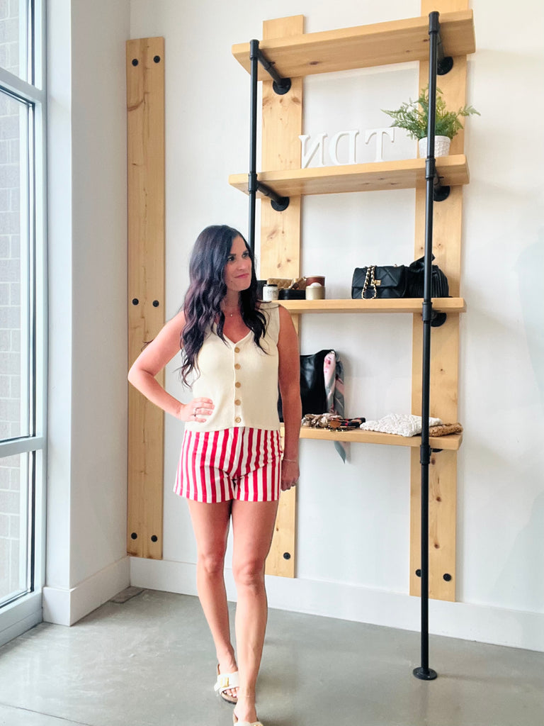 Mod Stripe Shorts - Red