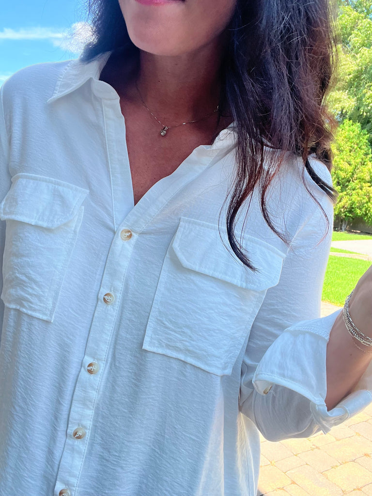 Tab Sleeve Button Down Shirt