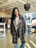 Plaid Jacquard Open Coatigan