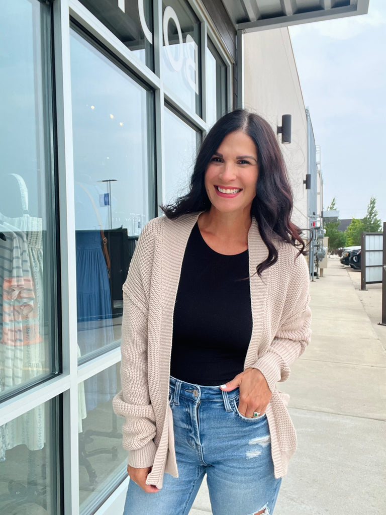 Chunky Ribbed Raw Seam Cardi - Natural