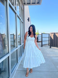 Floral Stripe Button Detail Maxi Dress