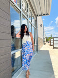 Silky Floral Banding Skirt