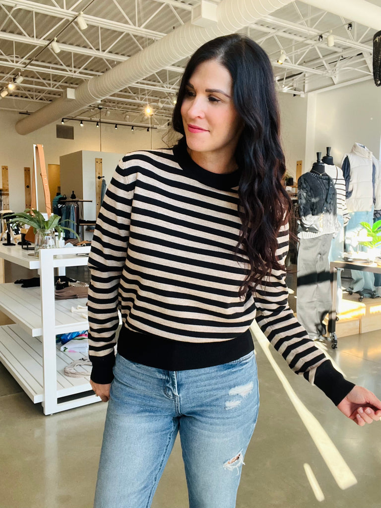 Classic Crew Sweater - Black/Taupe