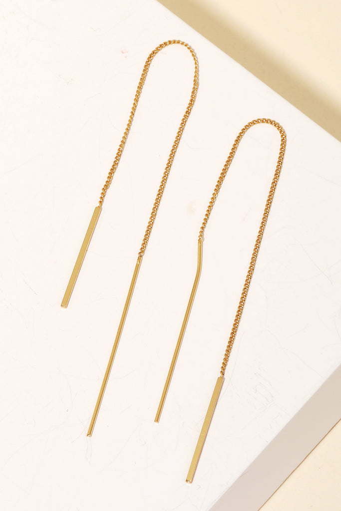 Gold Dipped Bar Threader Earrings
