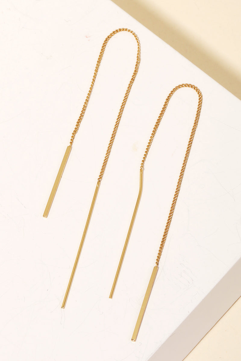 Gold Dipped Bar Threader Earrings