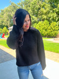 Crochet Crew Neck Sweater - Black