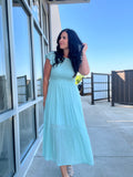 Smocked Tiered Midi Dress - Light Sage