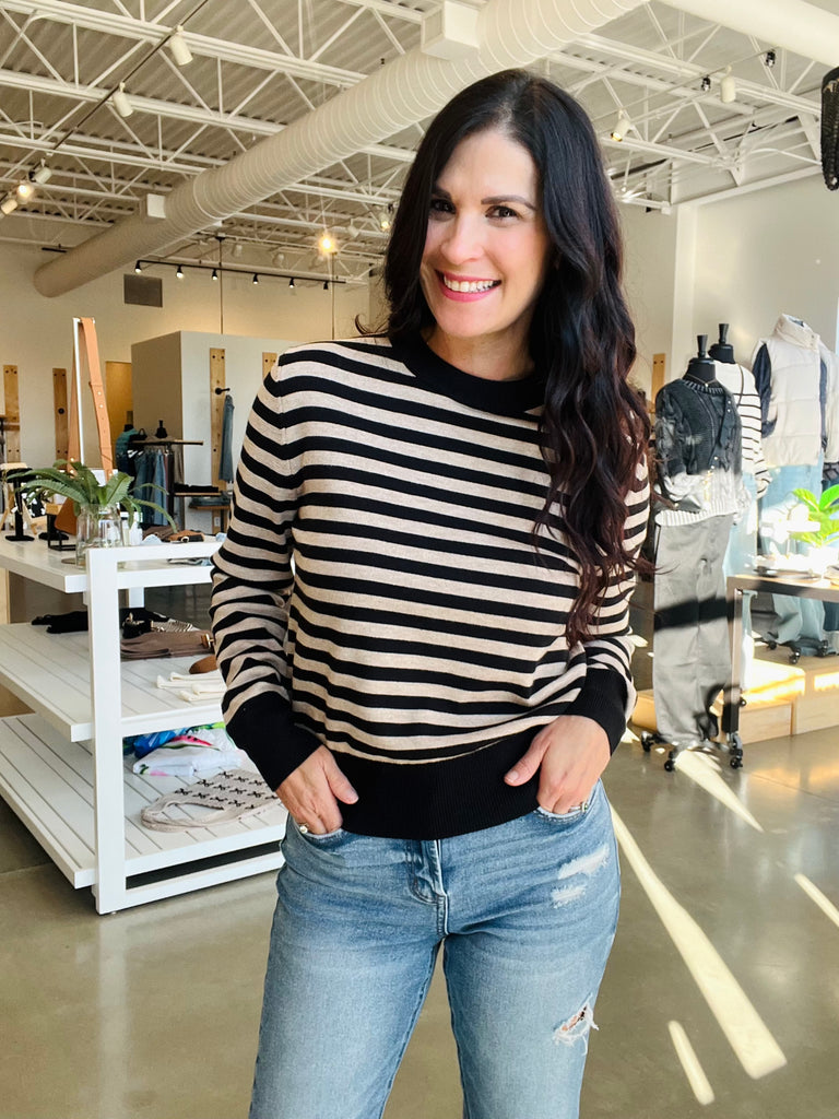 Classic Crew Sweater - Black/Taupe