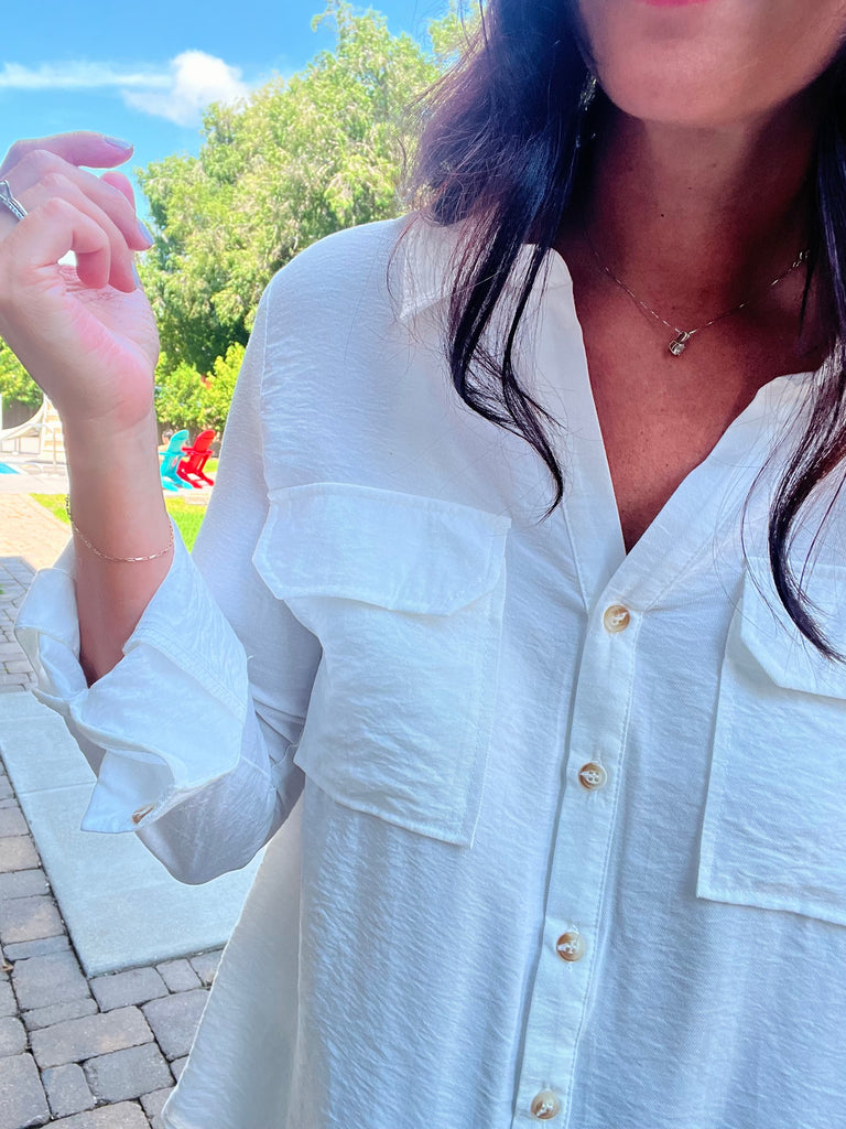 Tab Sleeve Button Down Shirt