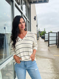 Stripe Long Sleeve Knit Top - Ivory