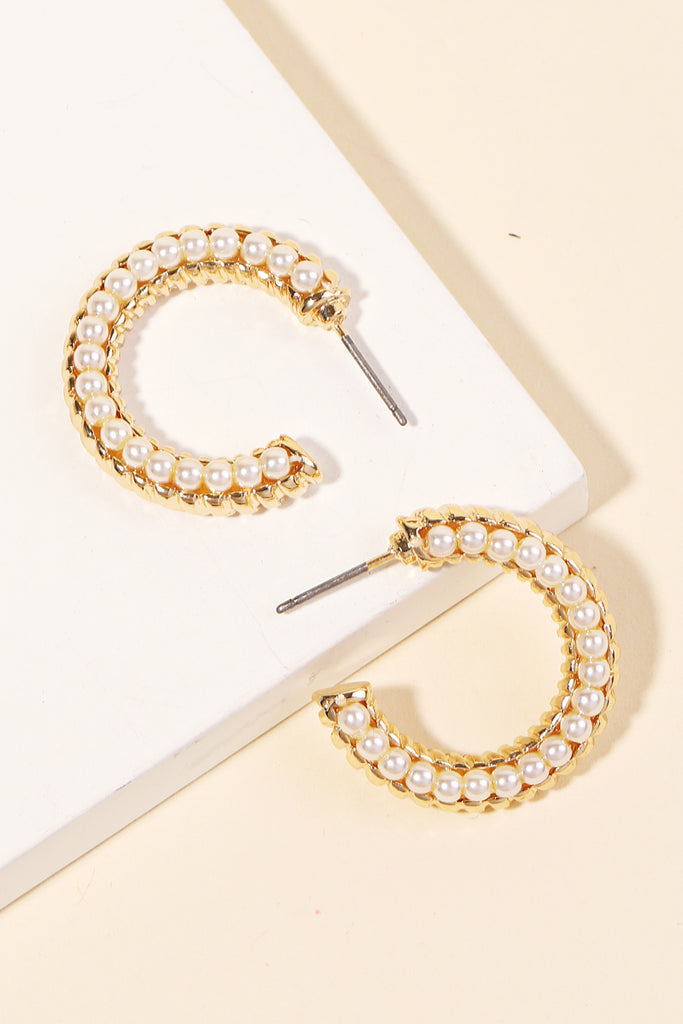 Beaded Round Hoop Earrings