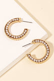 Pave Rhinestone Hoop Earrings - Gold