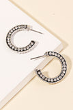Pave Rhinestone Hoop Earrings - Silver