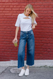 Vervet High Rise Raw Hem Wide Leg Crop