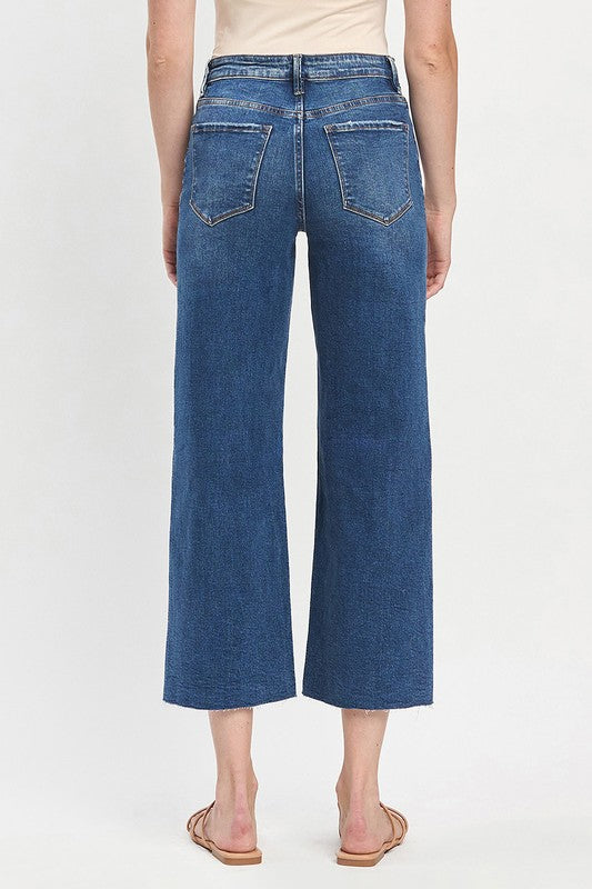 Vervet High Rise Raw Hem Wide Leg Crop