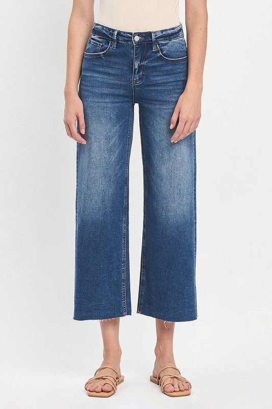 Vervet High Rise Raw Hem Wide Leg Crop