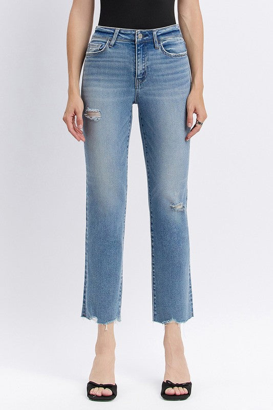 Vervet High Rise Distressed Raw Hem Straight