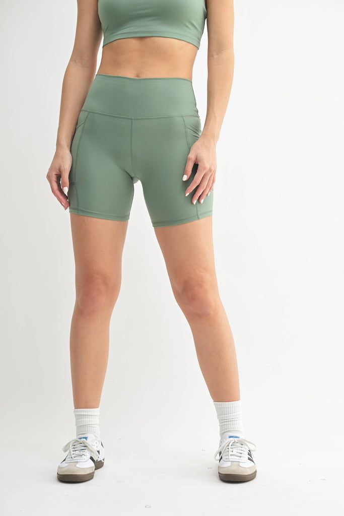 Venice Cloud Light Sculpt Biker Shorts: MOSS