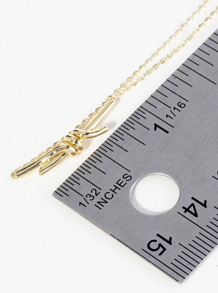 18K Gold Dipped 1 Inch Brass Knot Pendant Necklace: Gold
