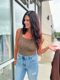 Leopard Square Neck Body Suit