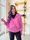 Fleece Hoodie Jacket with Tapered Sleeves: NEW ORCHID