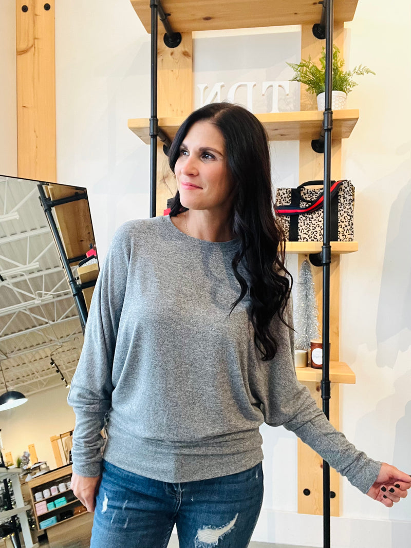 Dolman Long Sleeve - 2 Tone Grey