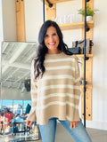 Striped Knit Sweater in Sand