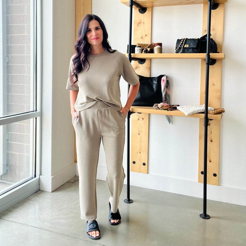 Laguna Soft Drape Cropped Pants: WARM GREY