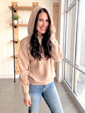 Hooded Sweater Top in Taupe