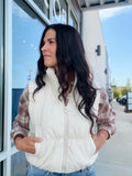 Cropped Puffer Vest - Ivory