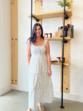 Blue Floral Striped Maxi Dress