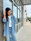 Cotton Fleece Oversized Denim-ish Shacket