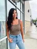 Leopard Square Neck Body Suit