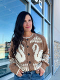 Swan Jacquard Cardigan