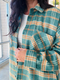 Plaid Shacket in Green & Orange