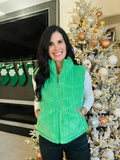 Corduroy Puffer Vest in Green