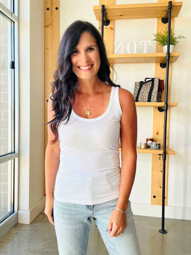 Scoop Neck Tank in White