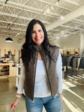 Leather Look Puffer Vest - Brown