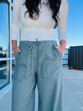 Stripe Tie Waist Denim