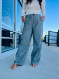 Stripe Tie Waist Denim
