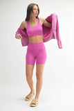 Fleece Hoodie Jacket with Tapered Sleeves: NEW ORCHID