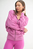 Fleece Hoodie Jacket with Tapered Sleeves: NEW ORCHID