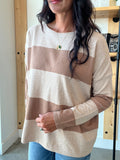 Wide Striped Knit Sweater in Brown