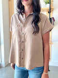 Tencel Button Down Shirt in Dark Taupe