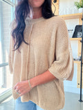 Knit Loose Sweater in Taupe + Ivory