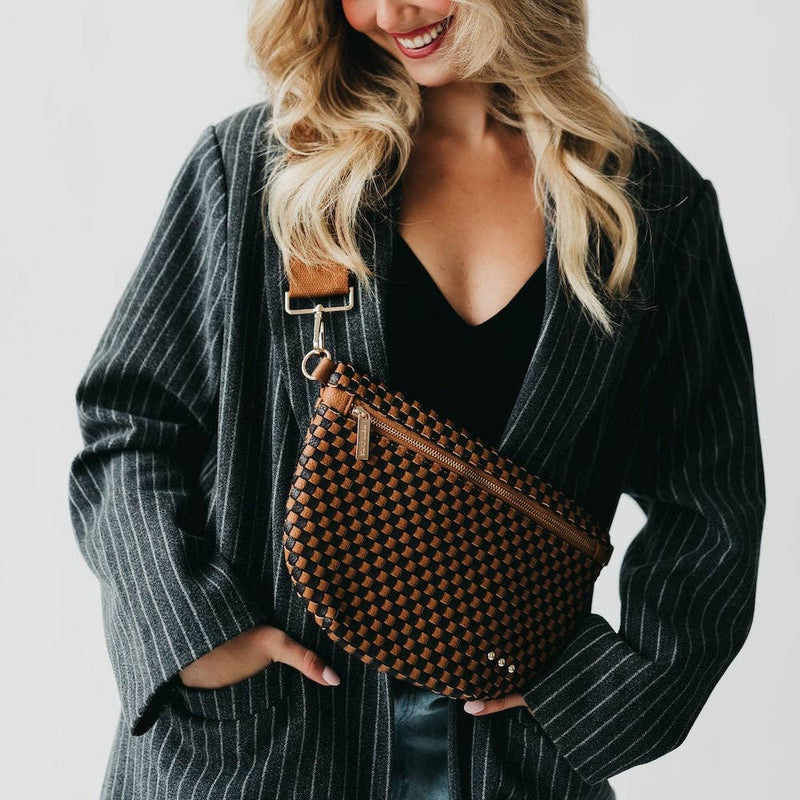 Westlyn Woven Bum Bag Wholesale: Checkered Coffee